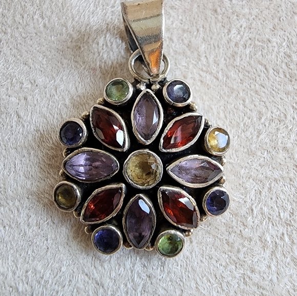 MULTI-Semi-Precious Stone Pendent - Picture 1 of 2